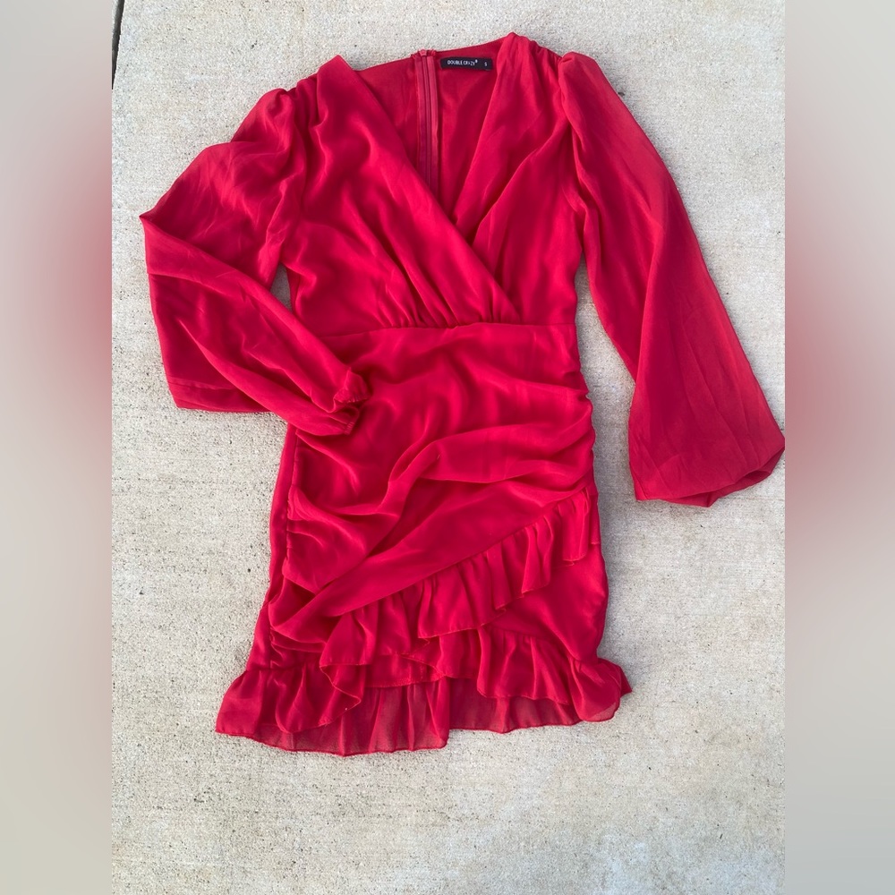 Ruched mini dress with balloon sleeves